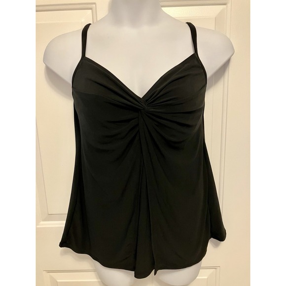 Miraclesuit Underwire Tankini Top‎  16W Black Ruched Bust Adjustable Strap - Picture 1 of 6